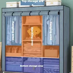 Imagem do Dobrável haste dupla guarda-roupa quarto roupas armário mais organizador