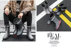 Botas de chuva impermeáveis unissex, sapatos de borracha, reforçados, elegante - loja online