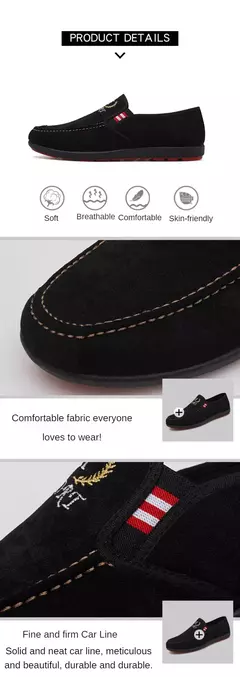 Moda deslizamento-em sapatos de lona masculinos respirável leve confortável sa - Show Drop
