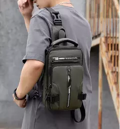 Homens de náilon mochila peito pacote ombro com porta carregamento usb viagem m - loja online