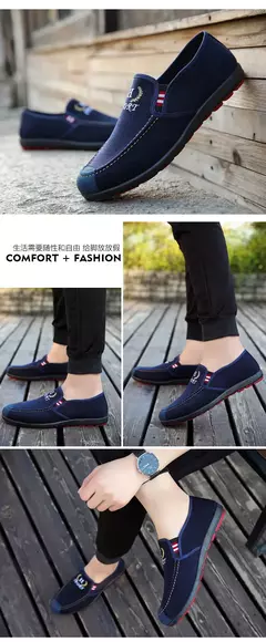 Moda deslizamento-em sapatos de lona masculinos respirável leve confortável sa na internet