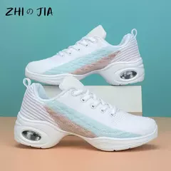 Sapato de dança feminino macio único, sapatos elevados respiráveis, tênis am - loja online