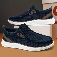 Sapato de lona casual masculino, mocassins masculinos, respirável, deslizamento