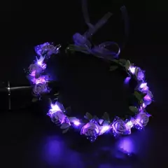LED Light Foam Rose Flower Tiara Wreath, Guirlanda Hairbands, Meninas Coroa, Hea - Show Drop