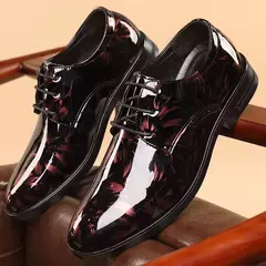 2024 novos sapatos de couro para homens padrão floral sapatos formais masculino - loja online
