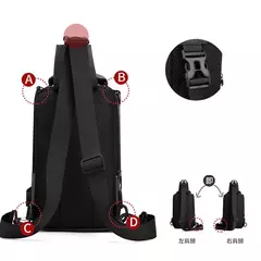 Imagem do Homens de náilon mochila peito pacote ombro com porta carregamento usb viagem m