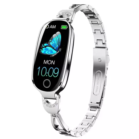 F81 moda feminina relógio inteligente bluetooth chamadas não invasivo glicose - comprar online