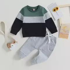 Conjunto de moletom e calças de manga comprida de bebê menino, pulôver infant