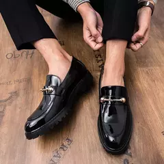 Homens vestido sapatos primavera outono deslizamento em couro de patente mocassi - comprar online