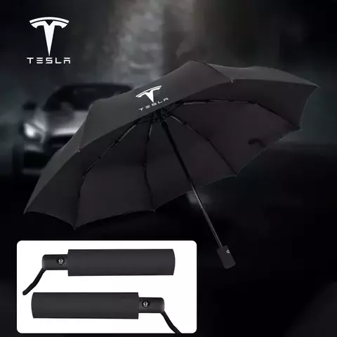 Windproof Rain Totalmente Automático Compact 3 Folding Umbrella, Acessórios de