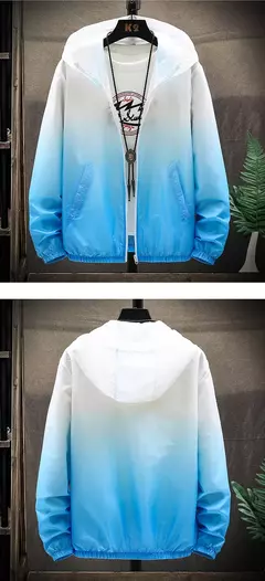 Jaqueta fina de bloqueio de cores masculina, protetor solar, jaqueta casual à p - comprar online