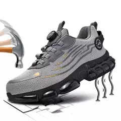 Novo botão rotativo sapatos de segurança para homens, sapatos de trabalho anti - comprar online