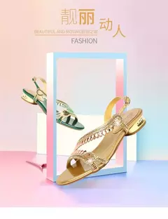 Imagem do Strass de alta qualidade moda nova feminina verão jovens elegantes salto grosso