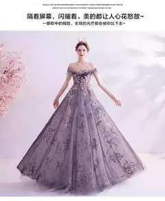 Vestidos de noite femininos de luxo vestidos roxos reunião anual aniversário e casamento