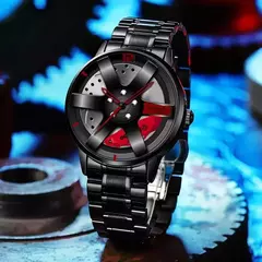 Marca relógio aro da roda do carro hub relógios masculino super aro hub relóg - comprar online