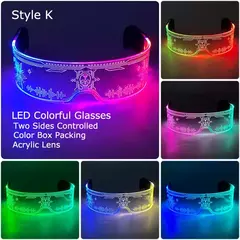 Acrílico led luminoso óculos de festa brilho neon light up viseira óculos dj - loja online