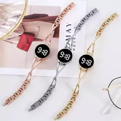 Relógio de moda led para mulheres tela sensível ao toque senhoras tempo banda