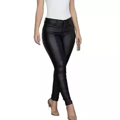 Moda cor sólida calças de couro do plutônio feminino ajuste fino lápis femin na internet