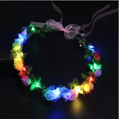 LED Light Foam Rose Flower Tiara Wreath, Guirlanda Hairbands, Meninas Coroa, Hea
