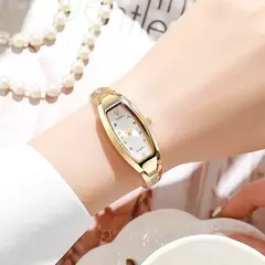Nova moda de luxo tonneau pulseira relógios para mulher cristal aço inoxidáve - comprar online