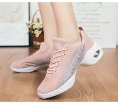 Imagem do Sapato de dança feminino macio único, sapatos elevados respiráveis, tênis am