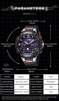 SMAEL 8069 SMAEL Astro Alloy Multi funcional Relógio de estudante para esportes - loja online