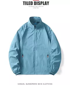 Imagem do Casaco fino masculino com bolso, protetor solar, jaqueta casual de caminhada, go