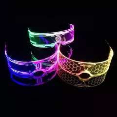 Acrílico led luminoso óculos de festa brilho neon light up viseira óculos dj na internet