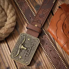Imagem do Vintage encontra-se na moda! Cinto PU com fivela de liga, adequado para homens e