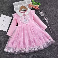 2024 novo 2-9y vestido de princesa disny meninas vestido primavera veraõ crianças