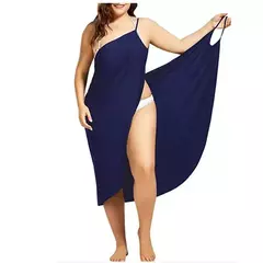 Verão praia sexy feminino cor sólida envoltório vestido proteção solar biki - comprar online