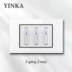 Yink branco teclas de piano universal interruptor de luz parede painel de vidro - loja online