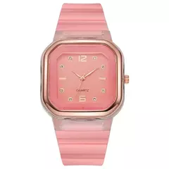 Simples relógio feminino moda silicone quadrado relógio grande dial estudantes - loja online