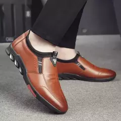 Sapatos de couro masculinos sapatos casuais de negócios solas macias mocassins - loja online