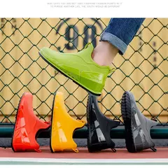 Botas de cano curto masculino, botas de chuva monocromáticas, sapatos de pesca na internet