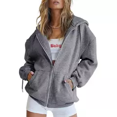 Harajuku moda sólida feminina zíper solto pulôver 2024 streetwear y2k feminin - comprar online