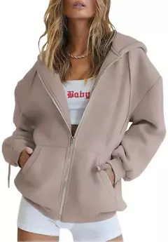 Harajuku moda sólida feminina zíper solto pulôver 2024 streetwear y2k feminin - loja online