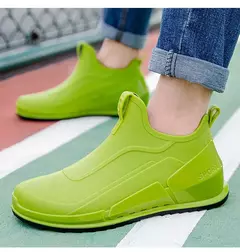 Imagem do Botas de cano curto masculino, botas de chuva monocromáticas, sapatos de pesca