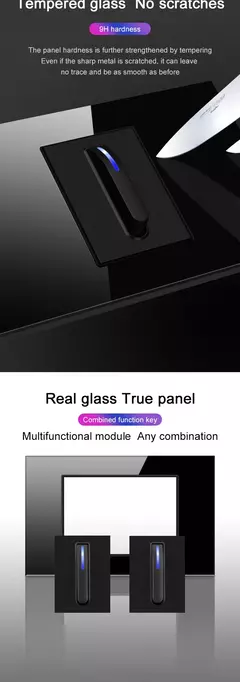 Yink branco teclas de piano universal interruptor de luz parede painel de vidro - comprar online