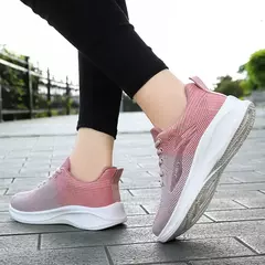 Sapatos casuais com renda para mulheres, leve, sola grossa, exercícios, esporte - loja online
