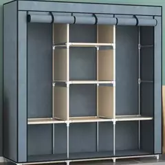 Dobrável haste dupla guarda-roupa quarto roupas armário mais organizador na internet