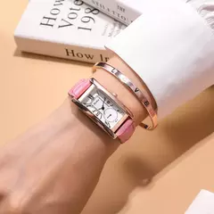 2025 nova moda relógio de cinto fino feminino retângulo quartzo casual numerais roma - Show Drop