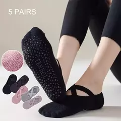 Meias de yoga femininas 3 pares/5 pares/1 par, algodão, silicone, pilates, aber na internet