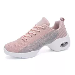 Sapato de dança feminino macio único, sapatos elevados respiráveis, tênis am
