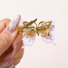 6 pçs novo requintado lantejoulas borboleta grampos de cabelo pérola metal arc - loja online