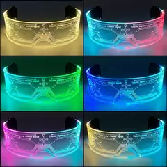 Imagem do Acrílico led luminoso óculos de festa brilho neon light up viseira óculos dj