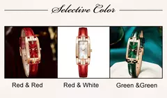 Relógios das mulheres Moda Square Ladies Quartz Watch Bracelet Set Dial Verde S - Show Drop