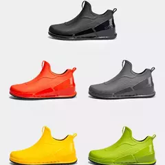 Botas de cano curto masculino, botas de chuva monocromáticas, sapatos de pesca - comprar online