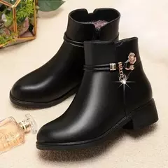 Imagem do Botas de inverno femininas à prova à prova d&#39;água água couro quente mãe