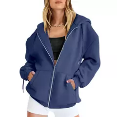 Harajuku moda sólida feminina zíper solto pulôver 2024 streetwear y2k feminin - loja online